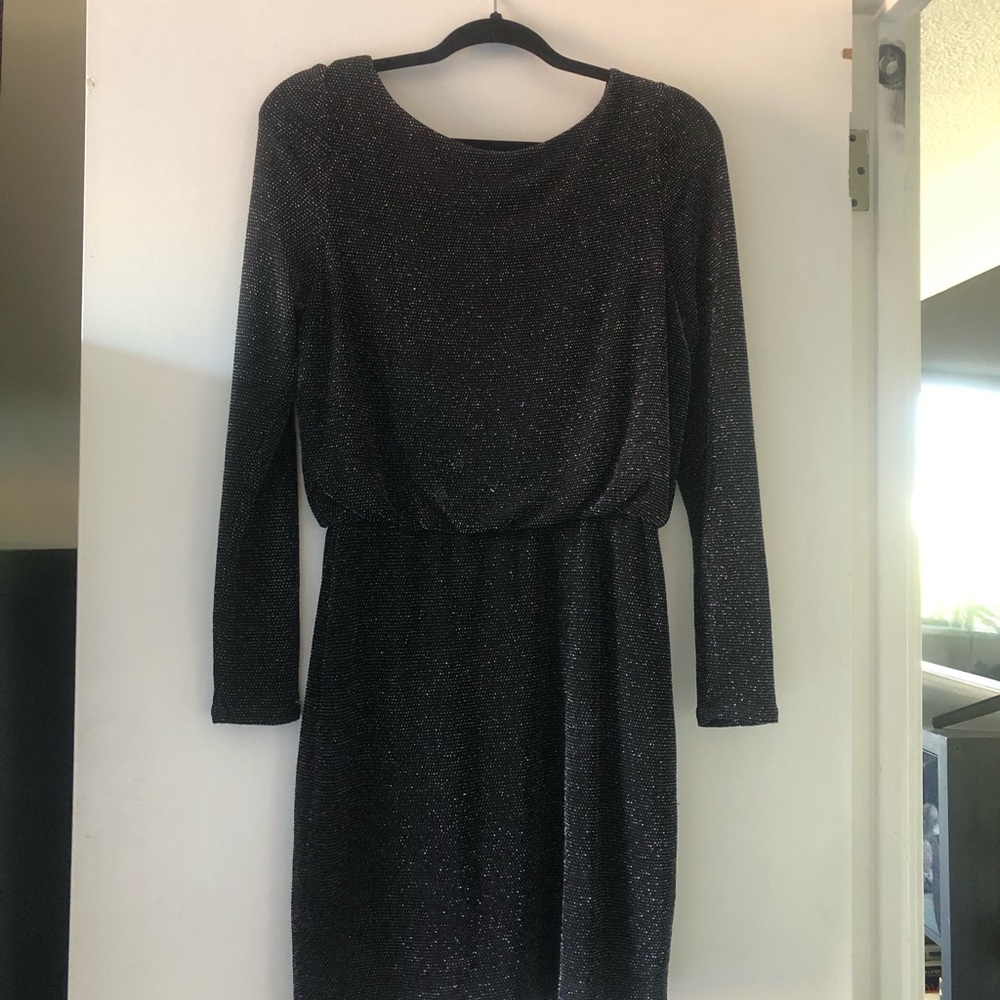 Ever New Black Sparkle Long Sleeve Dress